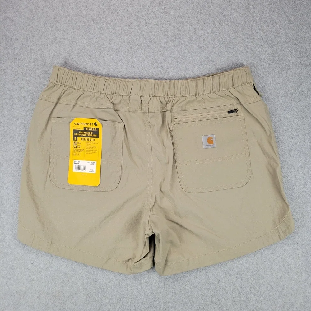 Carhartt Force Relaxed Fit Ripstop Work Shorts Womens L Tan BS5266-W 5in Inseam